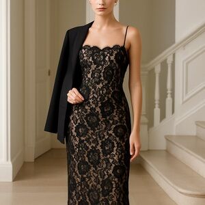 Elegant Black Lace Asymmetrical Dress